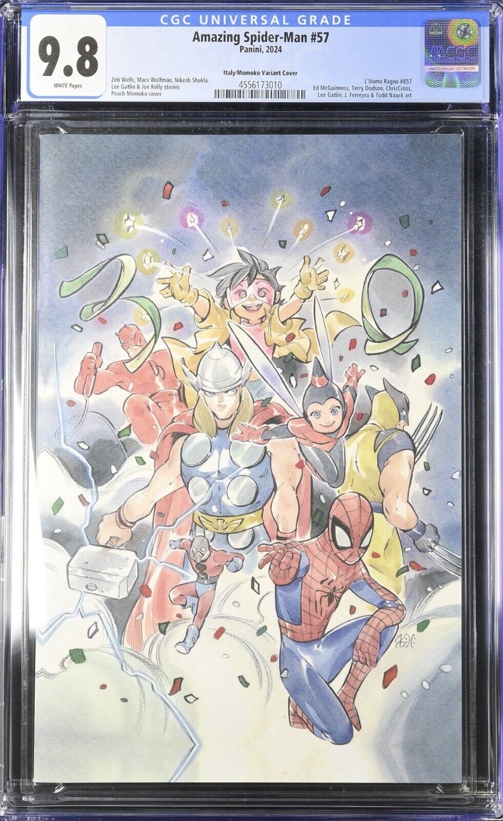 CGC 9.8 - Amazing Spiderman 57 Peach Momoko Panini Italian Virgin! In Hand!