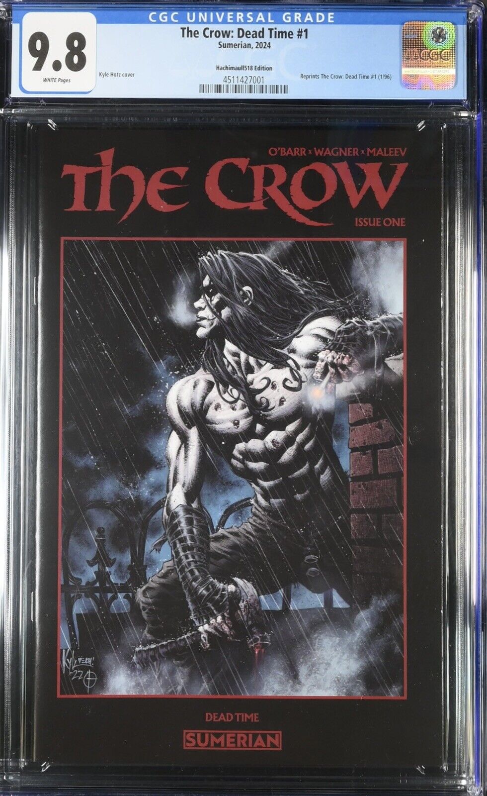 CGC 9.8 - The Crow Dead Time 1 Kyle Hotz Hachimaull Exclusive Ltd 250 W/COA