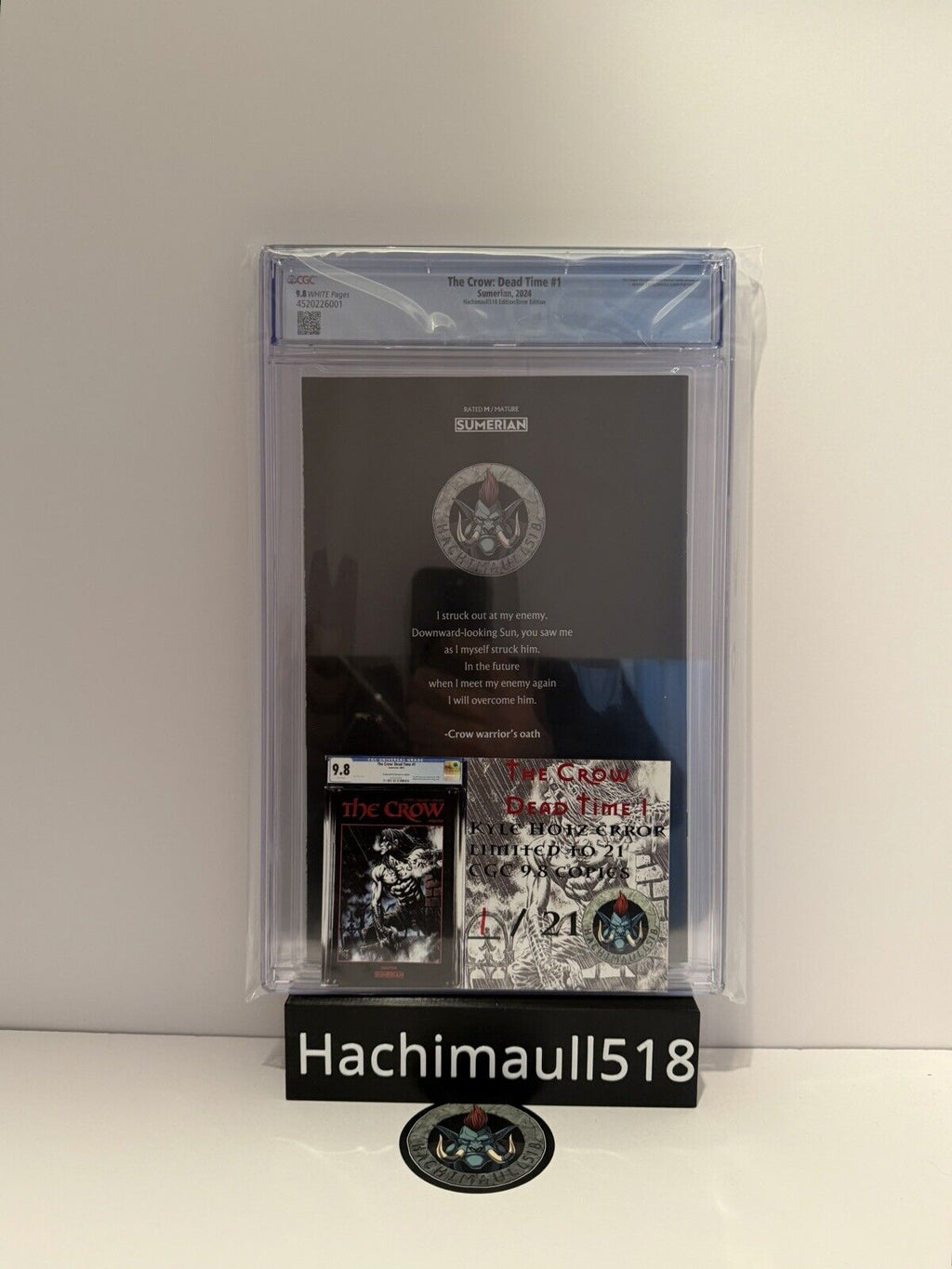 CGC 9.8  The Crow Dead Time 1 Kyle Hotz Error Edition Ltd 21 Graded Copies Total