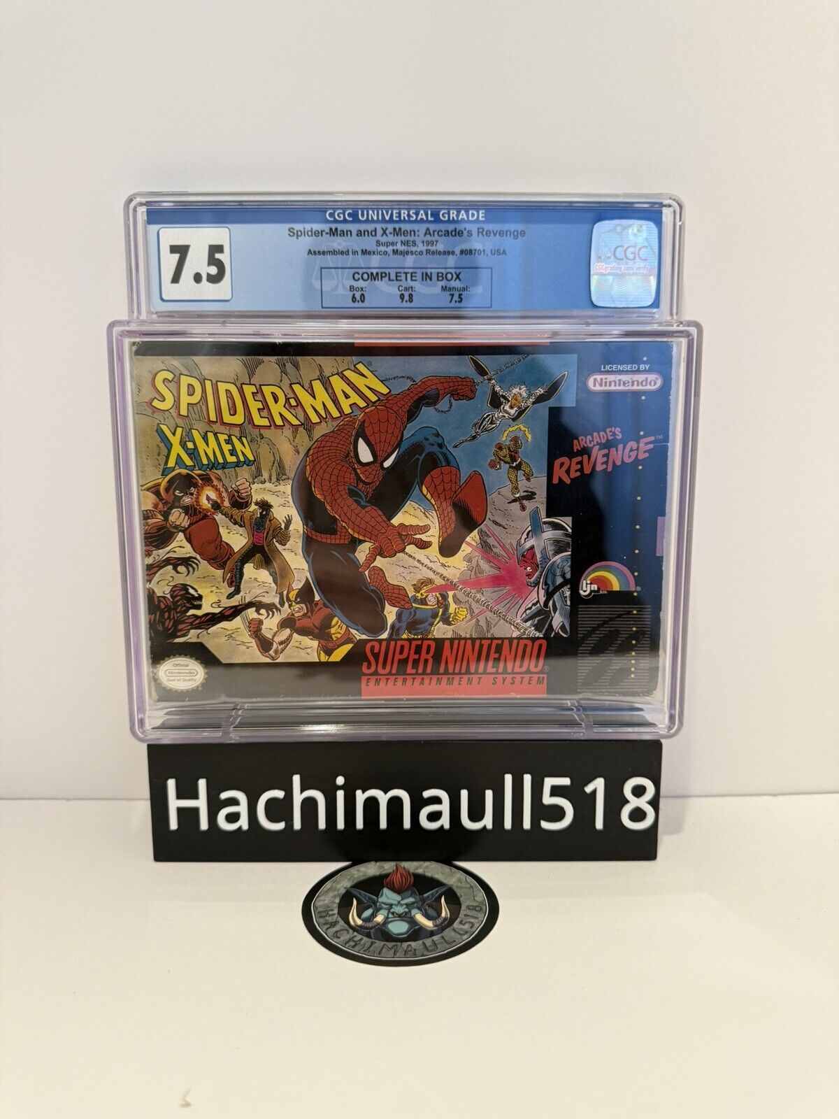 CGC 7.5 - Spiderman X-Men Arcade Revenge Super Nintendo SNES ! 9.8 Cartridge